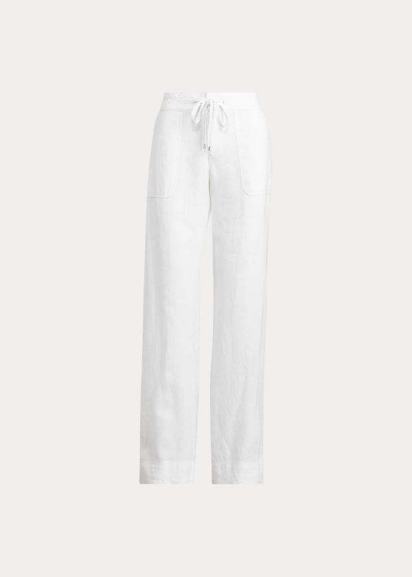 Spodnie Ralph Lauren Linen Wide-Leg Pant Damskie Białe | AVHT8925