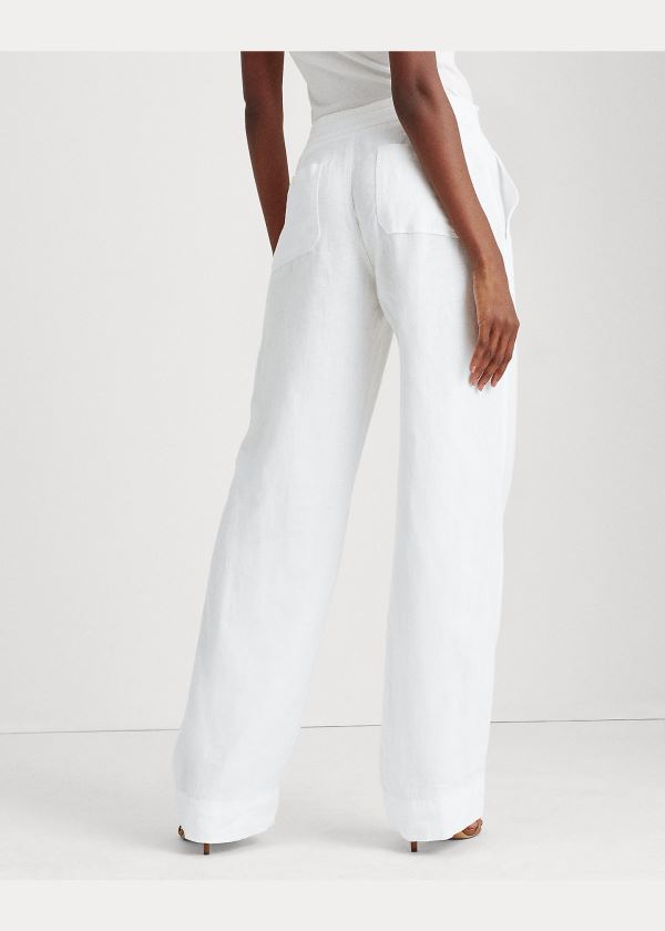 Spodnie Ralph Lauren Linen Wide-Leg Pant Damskie Białe | AVHT8925