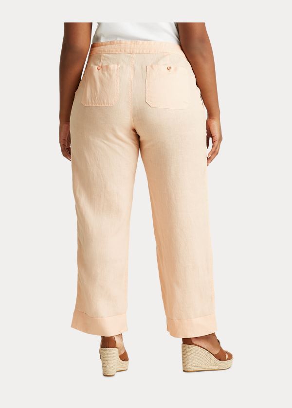 Spodnie Ralph Lauren Linen Wide-Leg Pant Damskie Różowe | SUKA6281