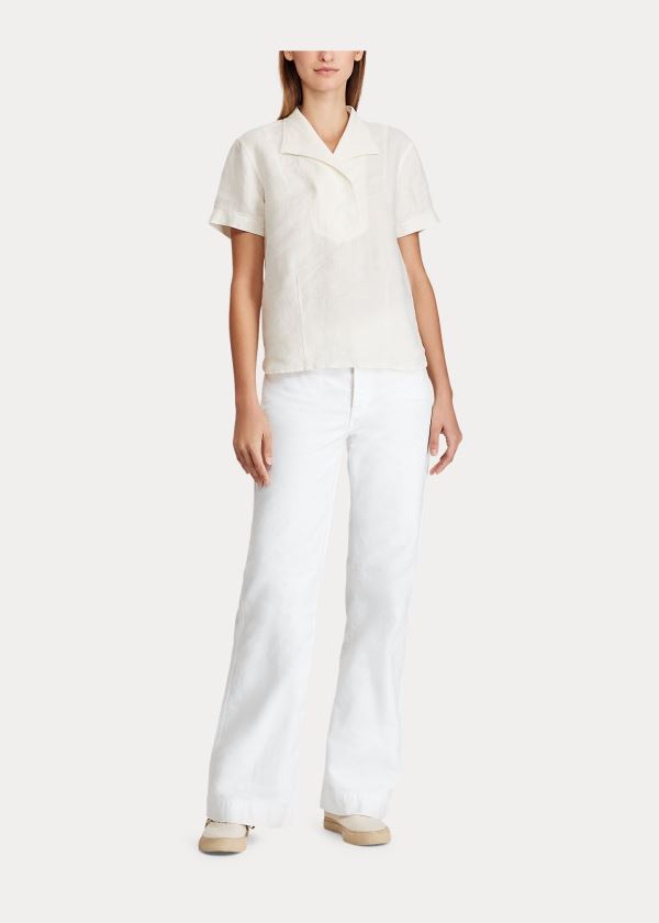 Spodnie Ralph Lauren Mid-Rise Flare Cotton Pant Damskie Białe | XWSG3290