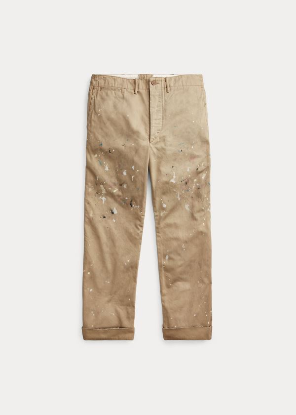 Spodnie Ralph Lauren Paint-Splatter Chino Pant Męskie Khaki | HXOZ0654