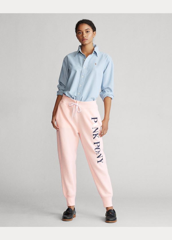 Spodnie Ralph Lauren Pink Pony Fleece Sweatpant Damskie Różowe | YRWQ2130