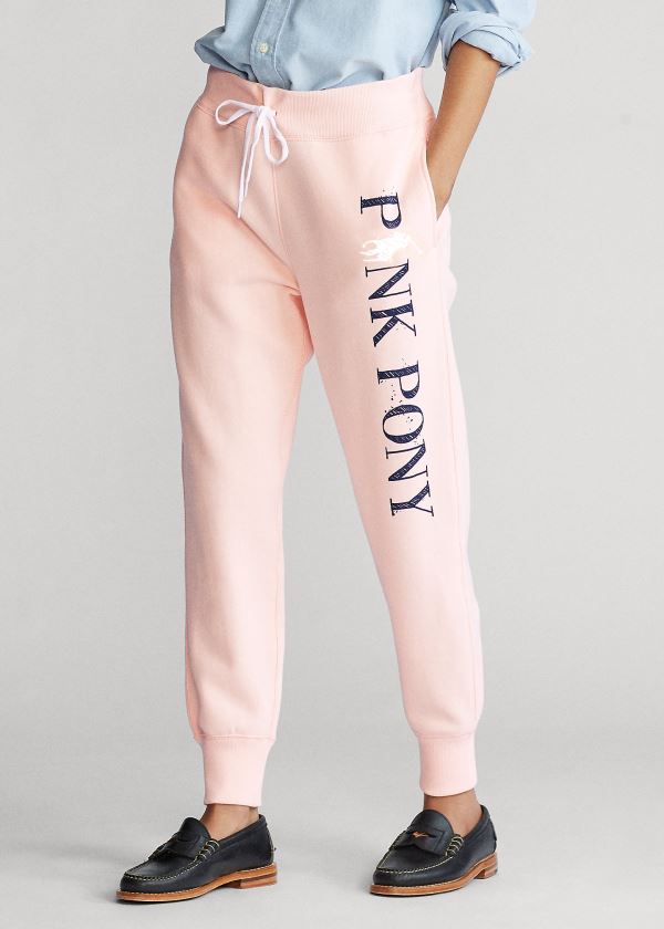 Spodnie Ralph Lauren Pink Pony Fleece Sweatpant Damskie Różowe | YRWQ2130