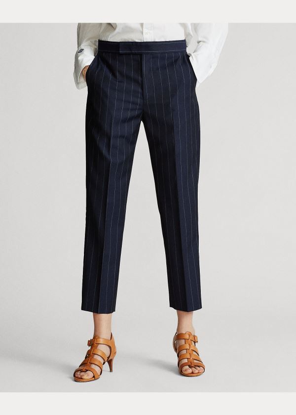 Spodnie Ralph Lauren Pinstripe Wool Pant Damskie Granatowe | LMRY2780