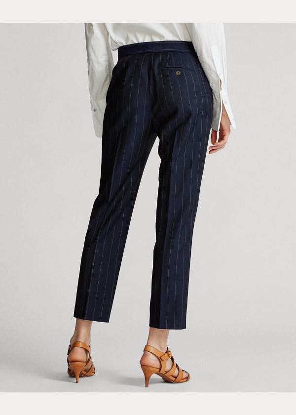 Spodnie Ralph Lauren Pinstripe Wool Pant Damskie Granatowe | LMRY2780