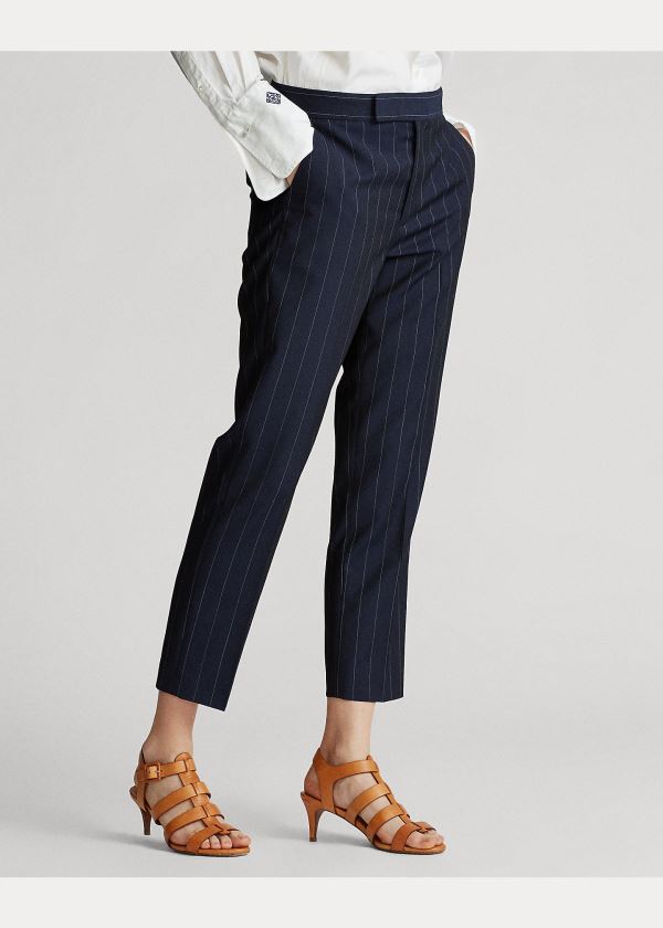 Spodnie Ralph Lauren Pinstripe Wool Pant Damskie Granatowe | LMRY2780