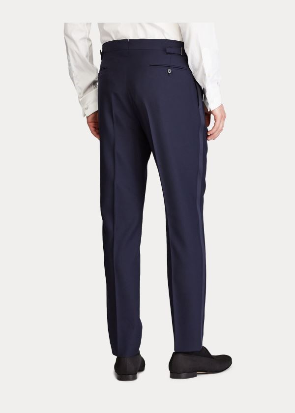 Spodnie Ralph Lauren Pleated Tuxedo Trouser Męskie Granatowe | YKCI5316