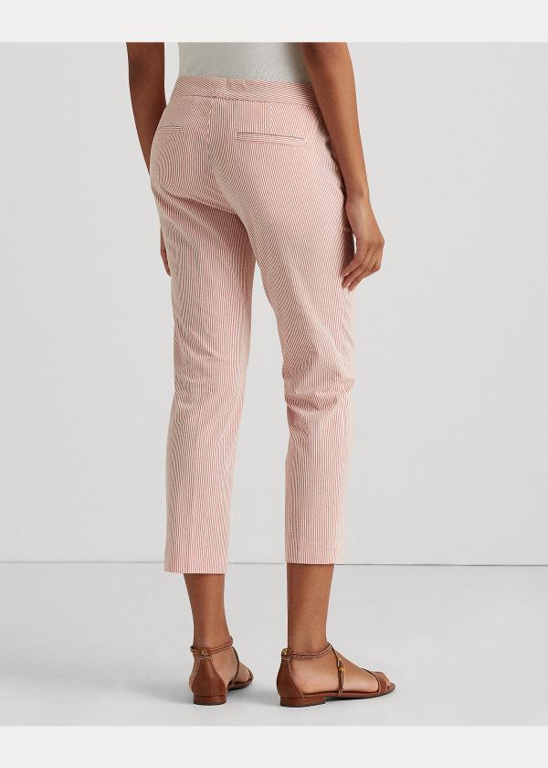 Spodnie Ralph Lauren Seersucker Straight Pant Damskie Czerwone Białe | VYTJ1695