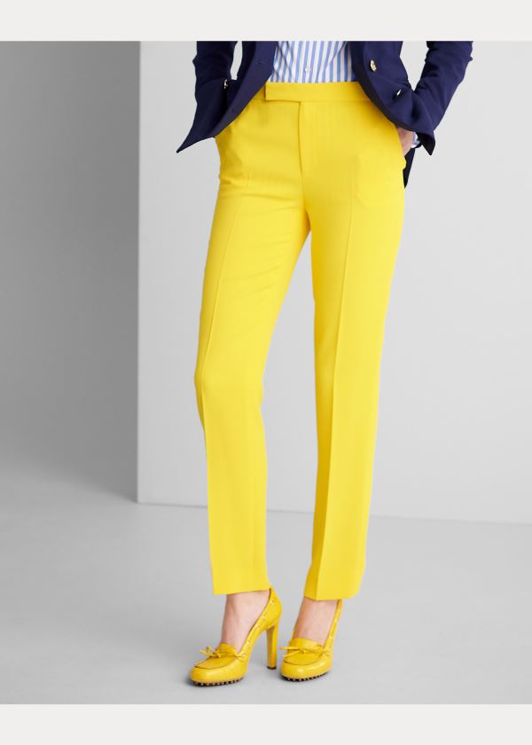 Spodnie Ralph Lauren Seth Cropped Crepe Cady Pant Damskie Żółte | DKOT6160