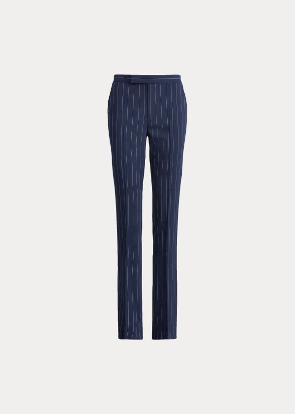 Spodnie Ralph Lauren Seth Striped Wool Pant Damskie Granatowe Kremowe | IWMV6993