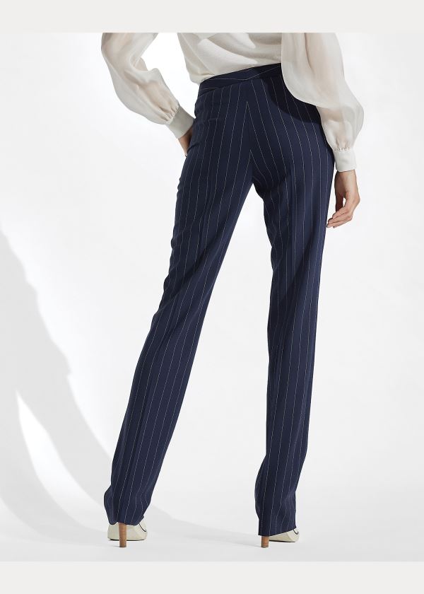 Spodnie Ralph Lauren Seth Striped Wool Pant Damskie Granatowe Kremowe | IWMV6993