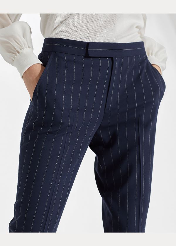 Spodnie Ralph Lauren Seth Striped Wool Pant Damskie Granatowe Kremowe | IWMV6993