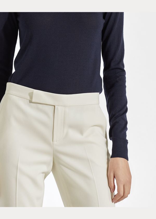 Spodnie Ralph Lauren Seth Wool Gabardine Pant Damskie Głęboka Kremowe | GZCL4924