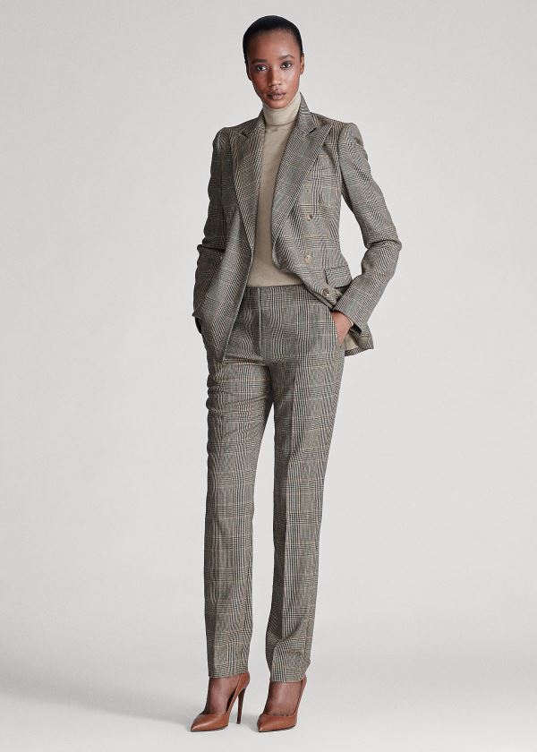 Spodnie Ralph Lauren Simone Glen Plaid Wool Pant Damskie Kolorowe | AFAU4515