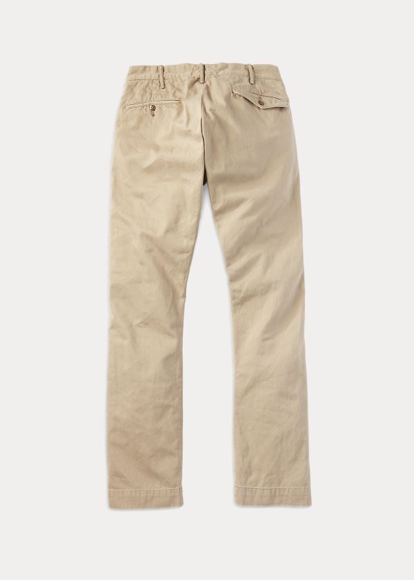 Spodnie Ralph Lauren Slim Fit Cotton Chino Męskie Beżowe | WZOH7349