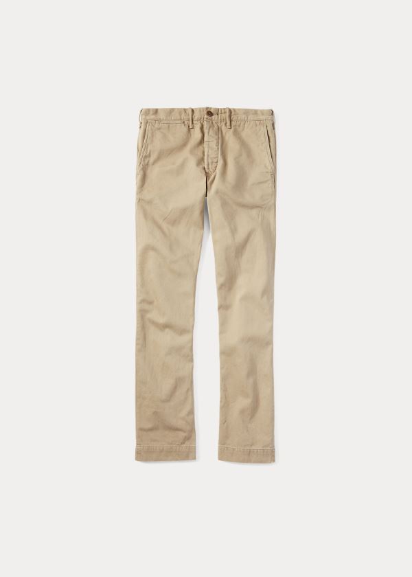 Spodnie Ralph Lauren Slim Fit Cotton Chino Męskie Beżowe | WZOH7349