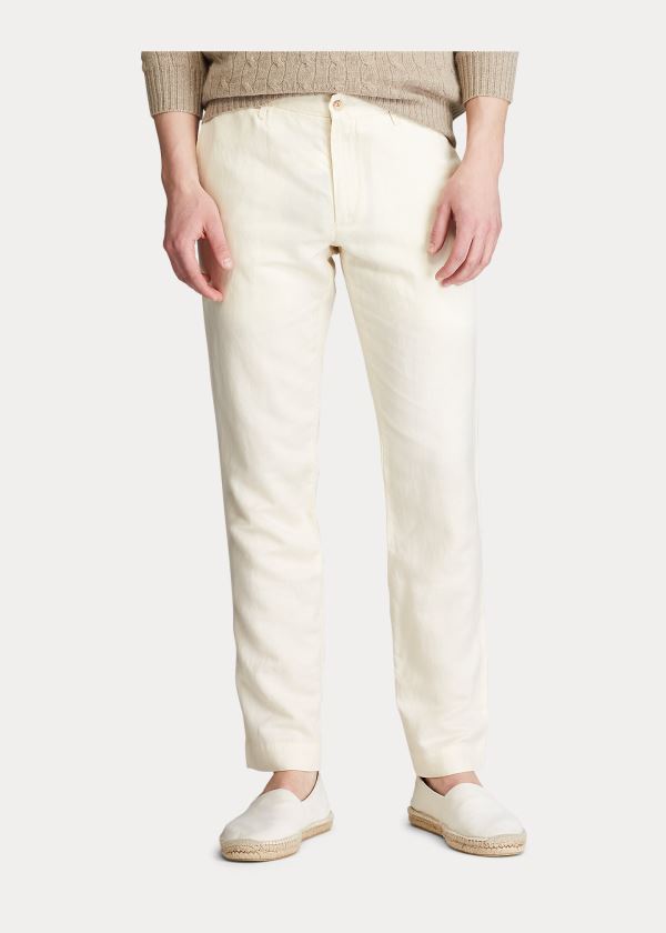 Spodnie Ralph Lauren Slim Fit Linen-Blend Pant Męskie Kremowe | ESQW7072