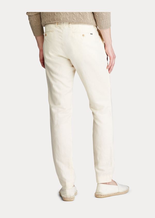 Spodnie Ralph Lauren Slim Fit Linen-Blend Pant Męskie Kremowe | ESQW7072