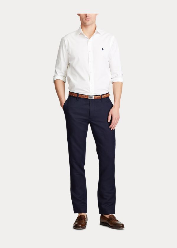 Spodnie Ralph Lauren Slim Fit Linen-Blend Pant Męskie Granatowe | QBLC2894