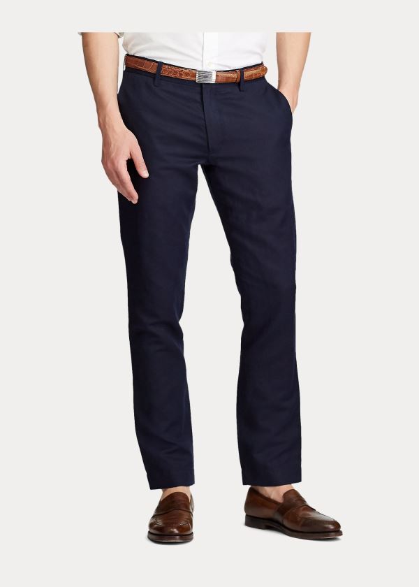 Spodnie Ralph Lauren Slim Fit Linen-Blend Pant Męskie Granatowe | QBLC2894