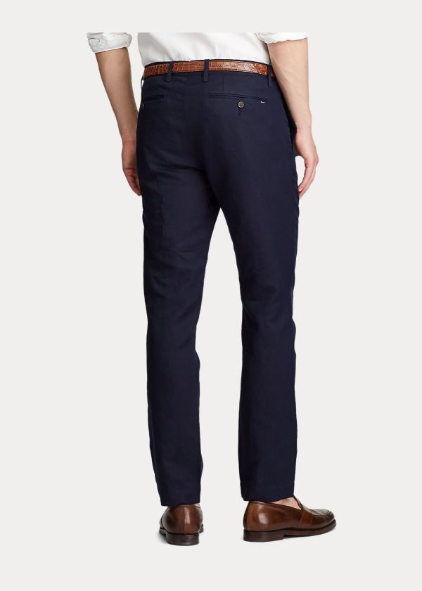 Spodnie Ralph Lauren Slim Fit Linen-Blend Pant Męskie Granatowe | QBLC2894