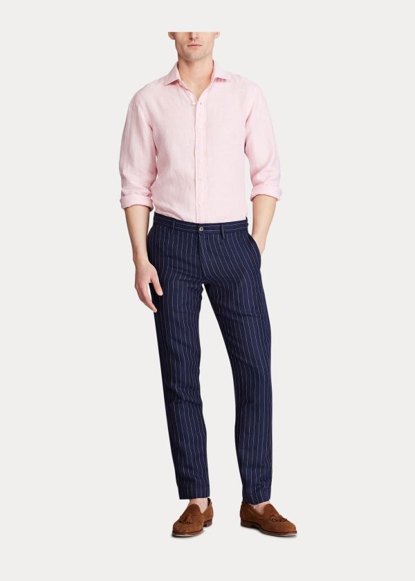 Spodnie Ralph Lauren Slim Fit Pinstripe Pant Męskie Czarne | UBRY6147