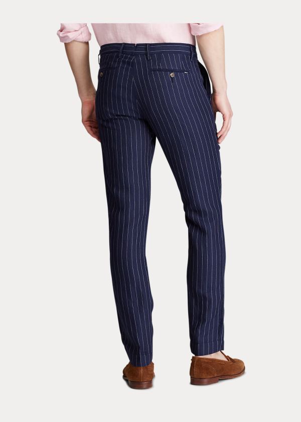 Spodnie Ralph Lauren Slim Fit Pinstripe Pant Męskie Czarne | UBRY6147