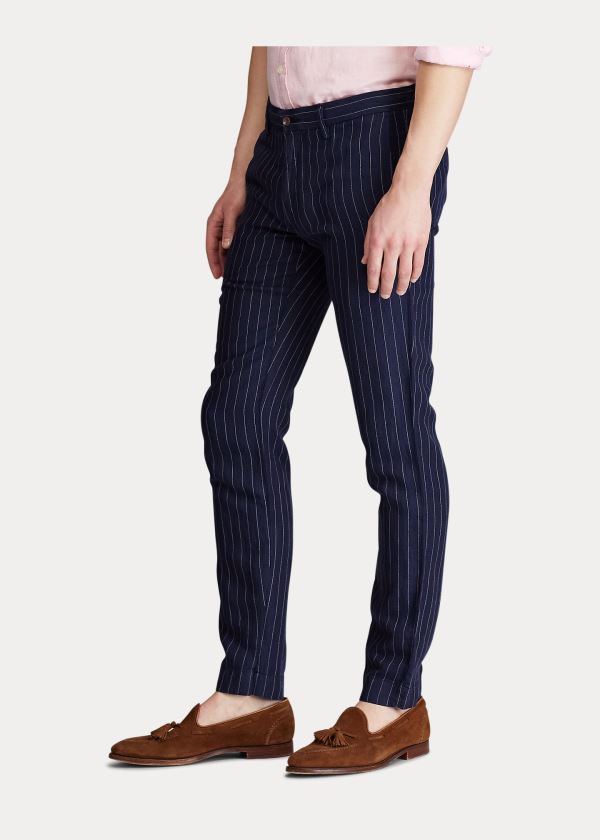 Spodnie Ralph Lauren Slim Fit Pinstripe Pant Męskie Czarne | UBRY6147