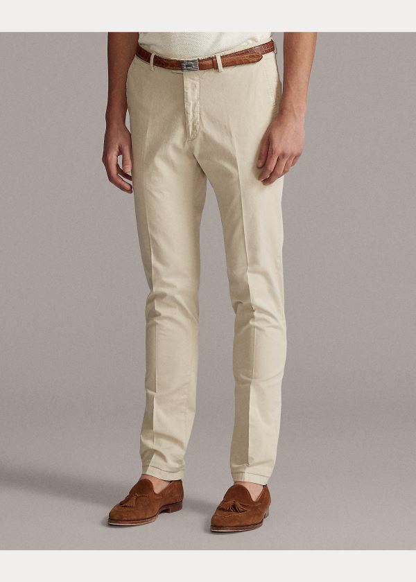 Spodnie Ralph Lauren Slim Fit Stretch Chino Pant Męskie Beżowe | JLIP5693