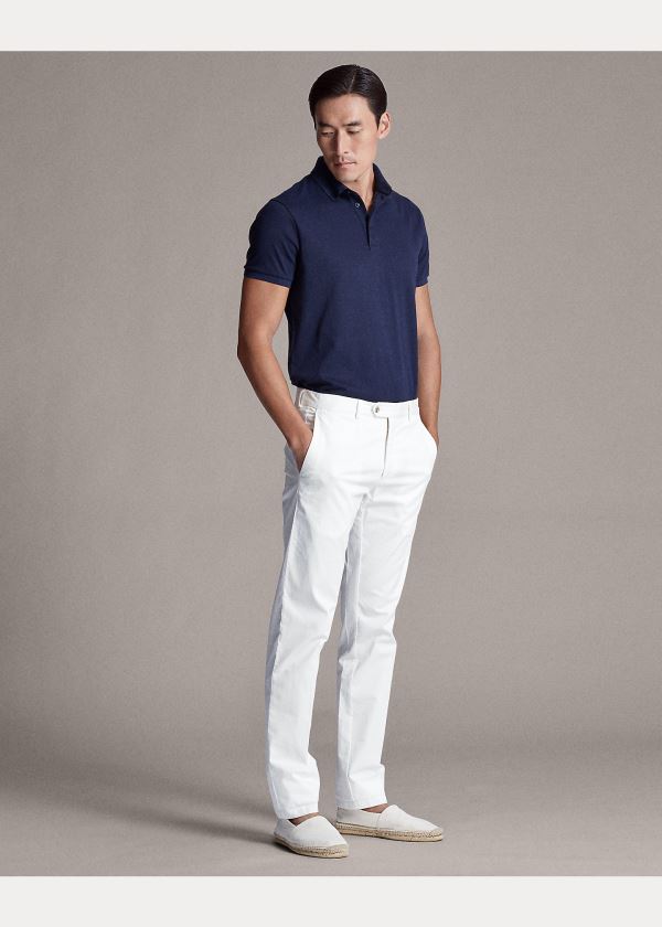 Spodnie Ralph Lauren Slim Fit Stretch Chino Pant Męskie Białe | XBYC2476