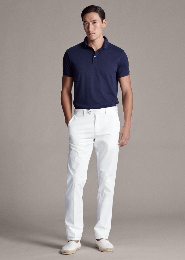 Spodnie Ralph Lauren Slim Fit Stretch Chino Pant Męskie Białe | XBYC2476