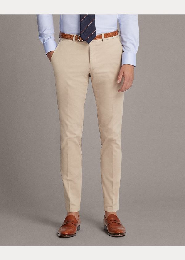 Spodnie Ralph Lauren Slim Fit Stretch Chino Męskie Khaki | WGQK8308