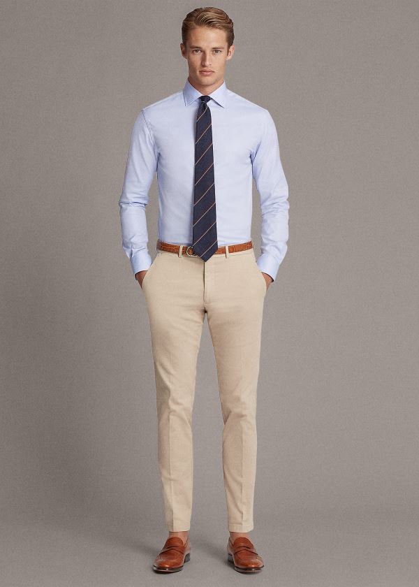 Spodnie Ralph Lauren Slim Fit Stretch Chino Męskie Khaki | WGQK8308