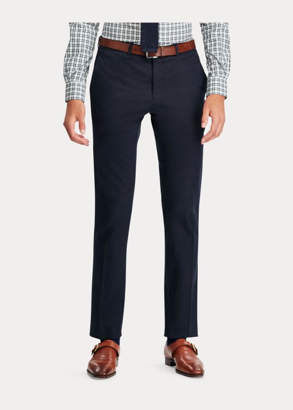 Spodnie Ralph Lauren Slim Fit Stretch Chino Męskie Granatowe | BMJY3938