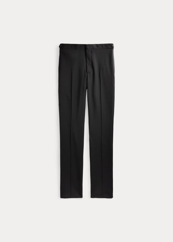 Spodnie Ralph Lauren Slim Fit Wool Tuxedo Trouser Męskie Czarne | YQIF1679