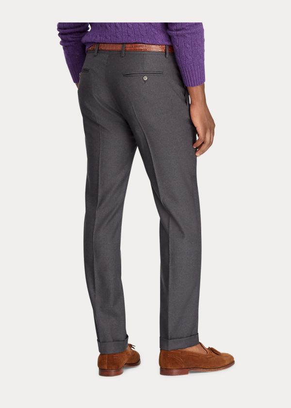 Spodnie Ralph Lauren Slim Fit Wool Twill Trouser Męskie Szare | GQTB6763