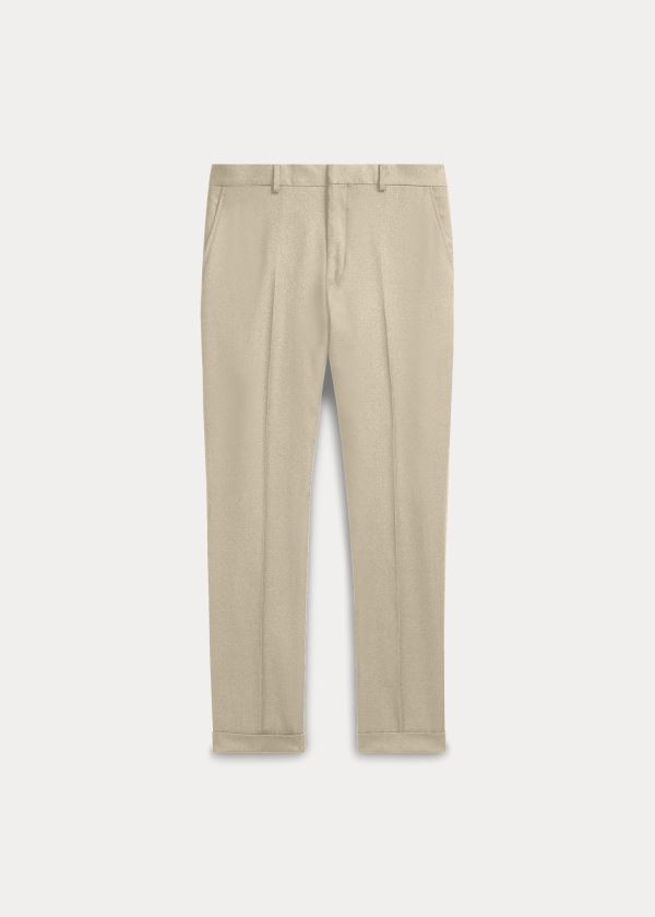 Spodnie Ralph Lauren Slim Fit Wool Twill Trouser Męskie Brązowe | IUFM3358