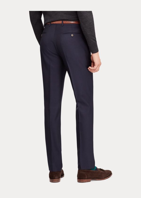 Spodnie Ralph Lauren Slim Fit Wool Twill Trouser Męskie Granatowe | RDKX7449