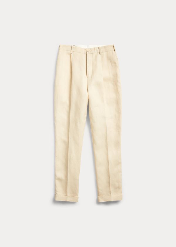 Spodnie Ralph Lauren Slim Pleated Linen Trouser Damskie Kremowe | NUWB1920