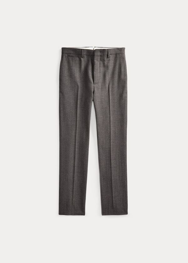 Spodnie Ralph Lauren Slim Wool Herringbone Trouser Męskie Czarne Kremowe | UWFJ5215