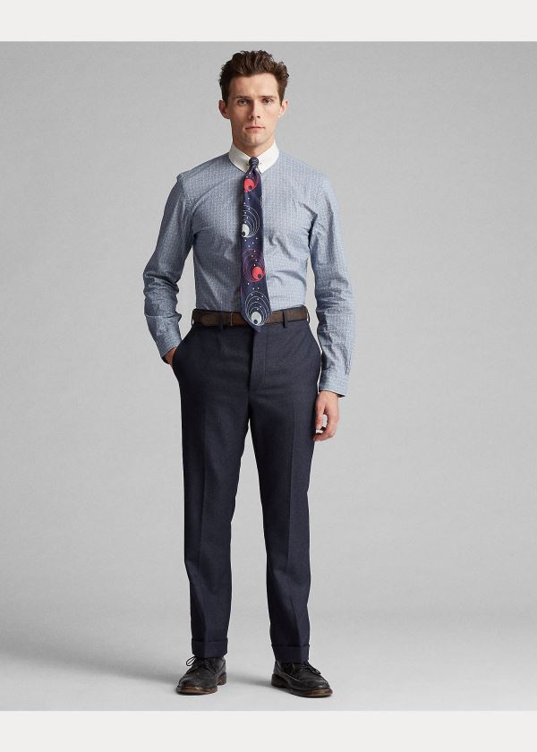 Spodnie Ralph Lauren Slim Wool Suit Trouser Męskie Granatowe | FTXS2802