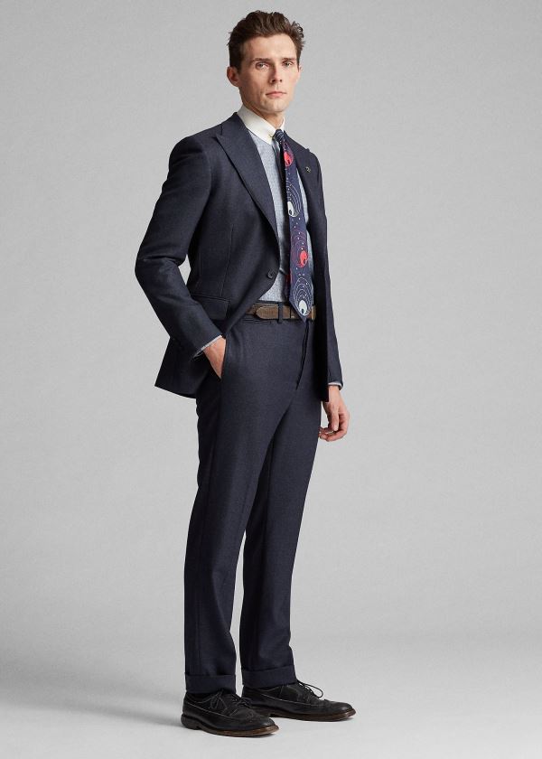 Spodnie Ralph Lauren Slim Wool Suit Trouser Męskie Granatowe | FTXS2802