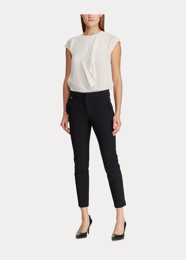 Spodnie Ralph Lauren Stretch Cotton Pant Damskie Czarne | TQUN9117