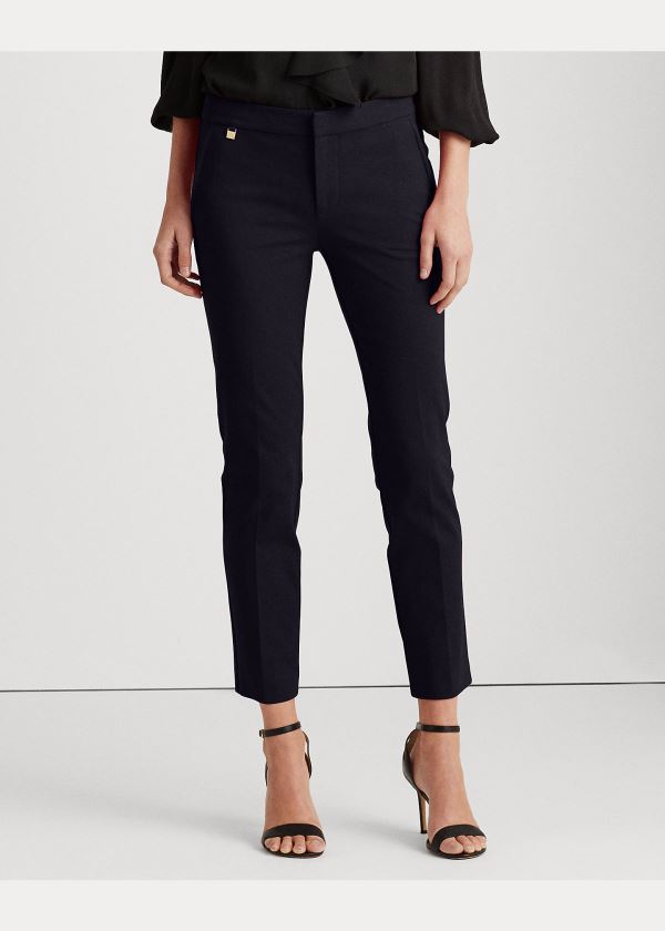 Spodnie Ralph Lauren Stretch Cotton Skinny Pant Damskie Granatowe | RZQF9834