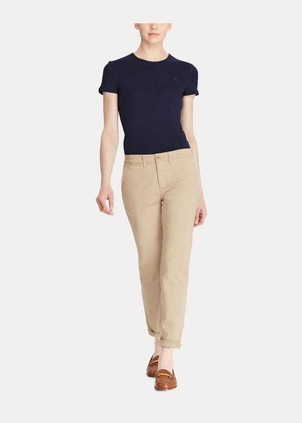 Spodnie Ralph Lauren Stretch Cotton Skinny Pant Damskie Brązowe | VLNG9312