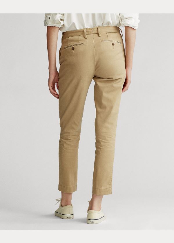 Spodnie Ralph Lauren Stretch Cotton Straight Pant Damskie Brązowe | FDJR9648