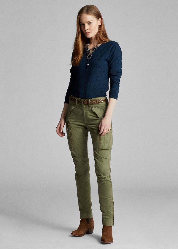 Spodnie Ralph Lauren Stretch Skinny Cargo Pant Damskie Oliwkowe | RWBJ3936