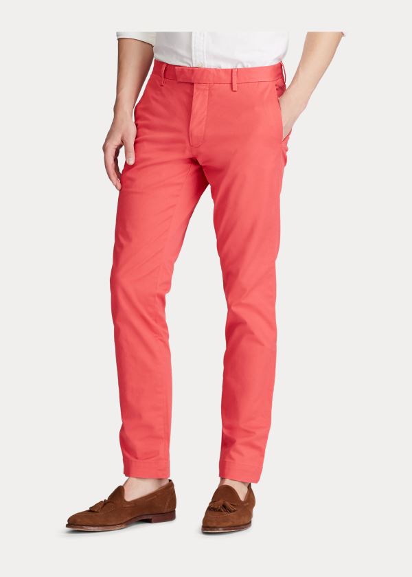 Spodnie Ralph Lauren Stretch Slim Fit Chino Pant Męskie Czerwone | WXVB7161