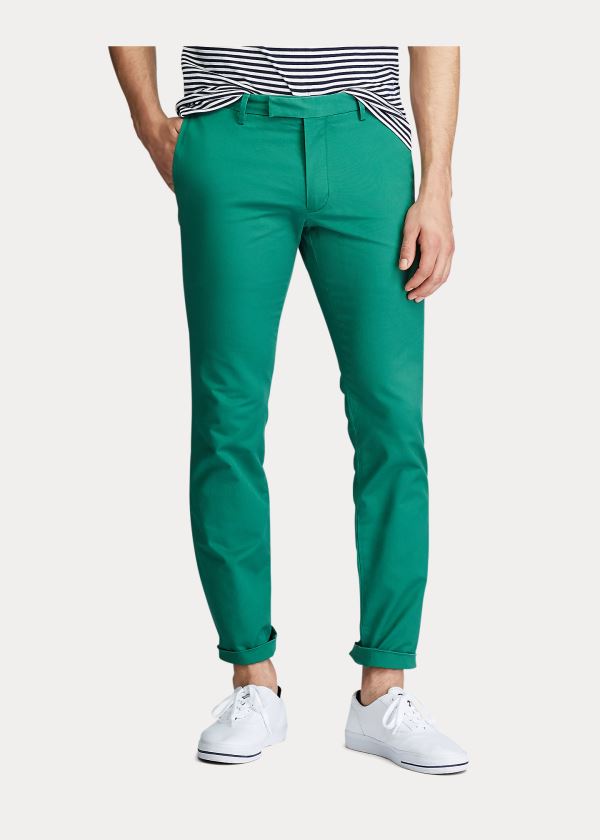 Spodnie Ralph Lauren Stretch Slim Fit Chino Pant Męskie Zielone | VSAX0211