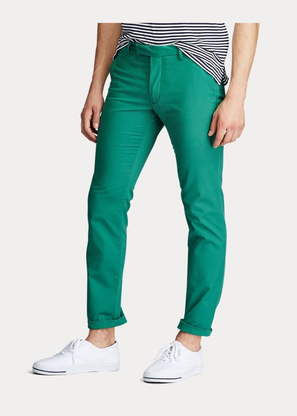 Spodnie Ralph Lauren Stretch Slim Fit Chino Pant Męskie Zielone | VSAX0211